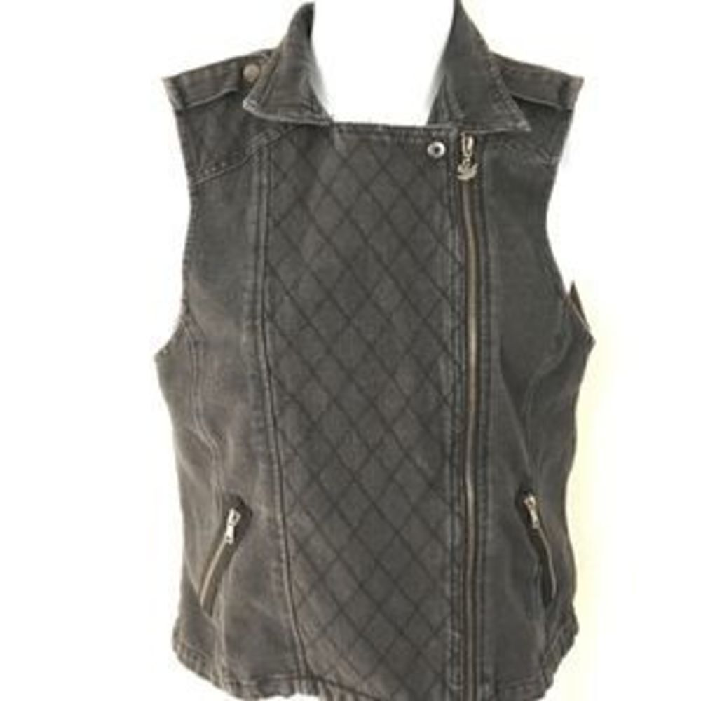 Selena Gomez Dream out Loud Moto Rocker Denim Jean Vest Sz XS